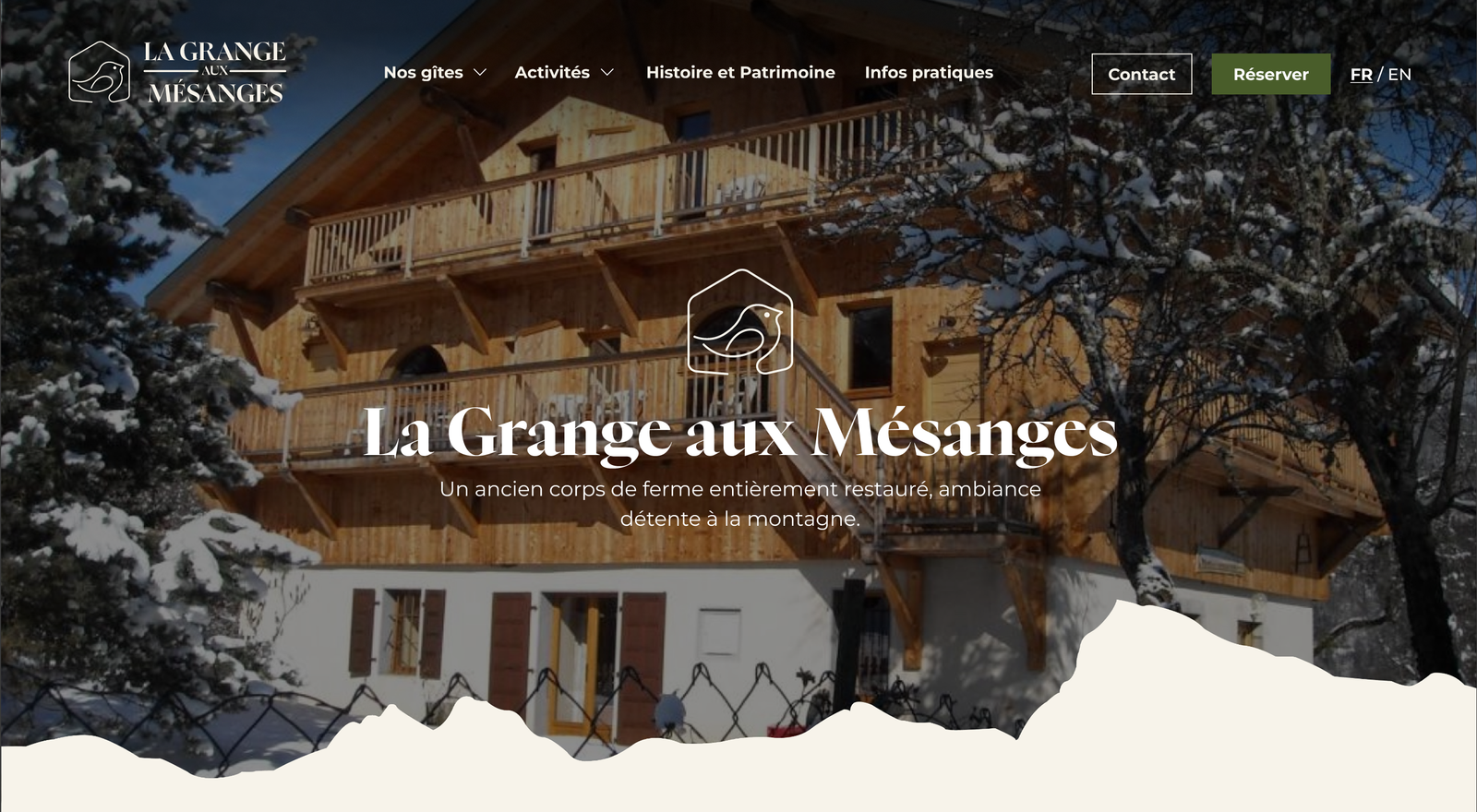 Home page du site web de la Grange aux Mésanges